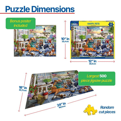 Happy Pets (1847pz) - 500 Piece Jigsaw Puzzle